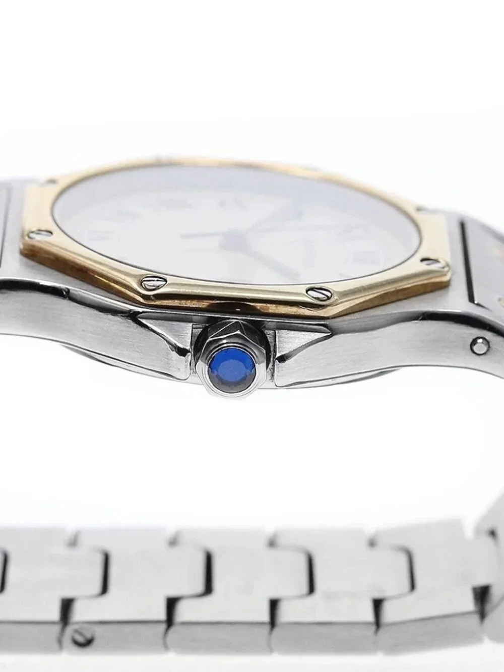 CARTIER Santos Octagon LM W2001583 yellow gold bezel Quartz Men's Watch_973601